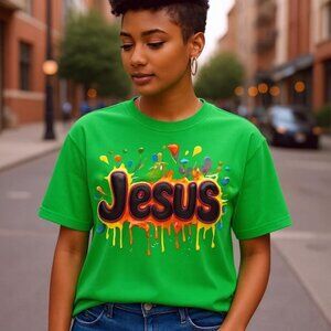 NWT - Vibrant "Jesus" Graphic T-Shirt Casual Fit